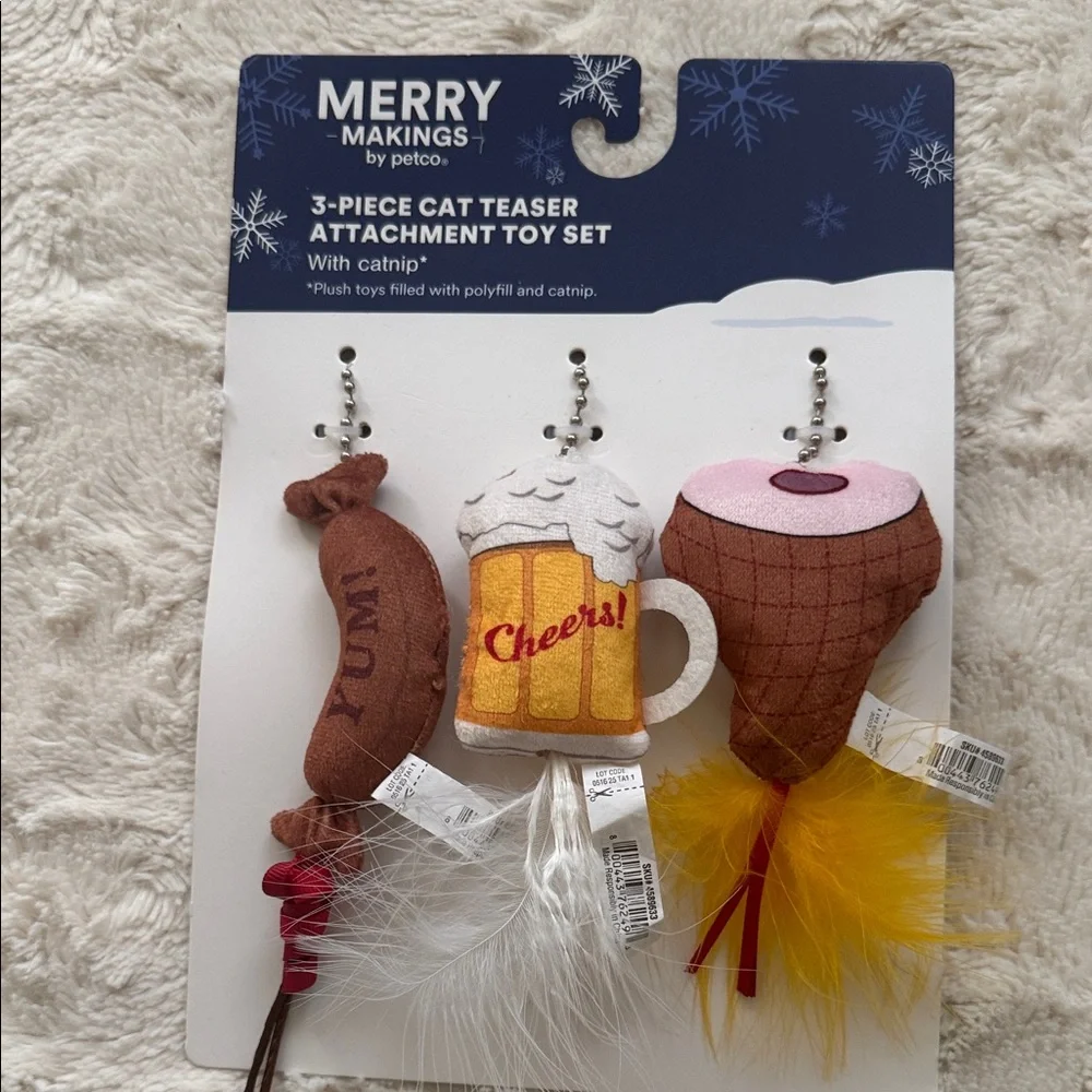 Cat Toy Set - Festive Red, Green, and Yellow - Picture 4 of 5